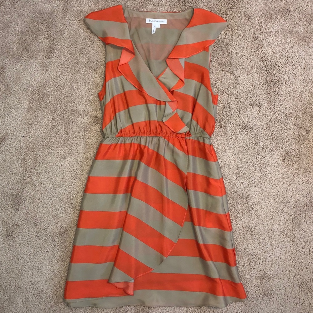 BCBG Orange and Striped Dress, Size S